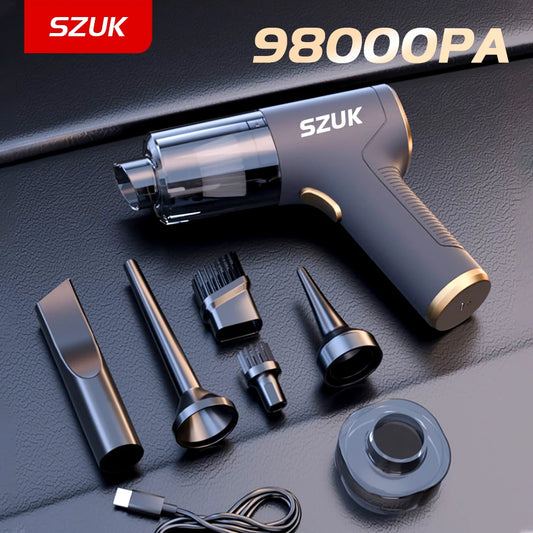 SZUK 98000PA Car Vacuum Cleaner Mini Powerful Cleaning Machine Strong Suction Handheld for Car Wireless Portable Home Appliance - Jamboshop.com