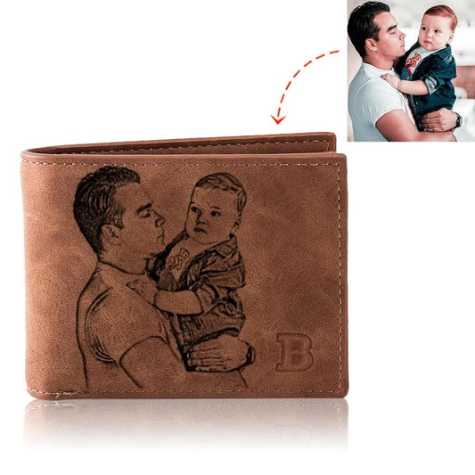 Picture Wallet Custom Engraving Wallet Frosted Retro Multifunction Wallets Multi Card Holder Leisure Coin Bag Father's Day Gift - Jamboshop.com