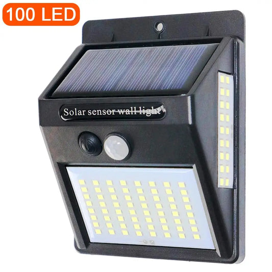 PIR Motion Sensor 100LED Sunlight control 3 sided Solar Energy Street light Yard Path Home Garden Solar Power lamp Wall Light - Jamboshop.com