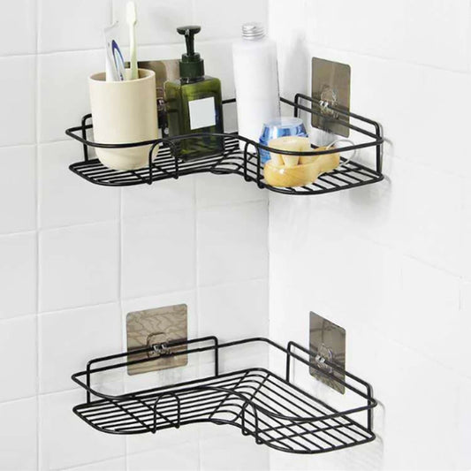 Wall Mounted Organizer with Suction Cup Bathroom Shelf Shower Shelves Shampoo Storage Rack Kitchen Storage Holder Punch-Free