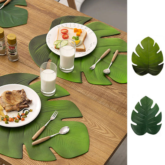 new  Insulation Mat Simulation Tablecloth Sheet Leaf Shape Tropical Palm Pad Table Kitchen Accessories