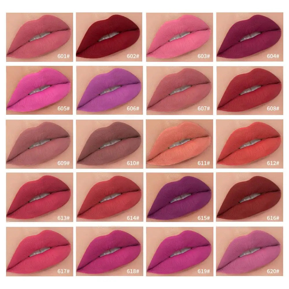 QIBEST Sexy Long Lasting Velvet Matte Lip Gloss Liquid Lipstick Lip Makeup Women Beauty Red Nonstick Cup Waterproof Lipgloss