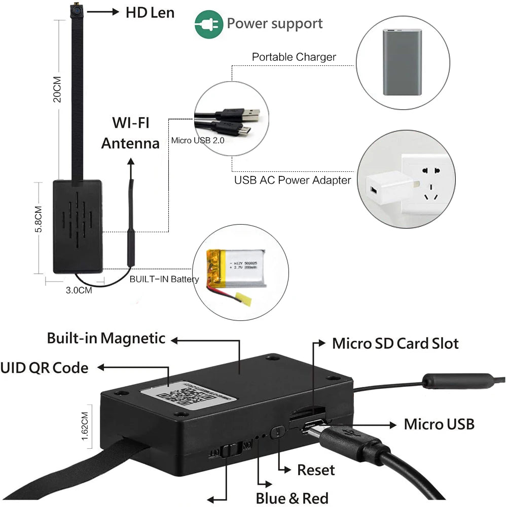 WiFi IP Mini Nanny Camera Module Motion P2P battery Camera Video Recorder Home security Micro camcorder remote control Hidden TF - Jamboshop.com