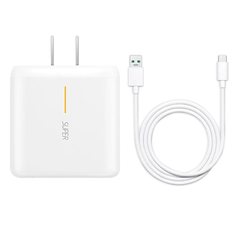 65W Supervooc 2.0 Fast Charger 1.5M Type-C Cable For OPPO Find X X2 Pro Reno 5 5G 3 4 6 Pro Ace 2 Realme 8 X50Pro RX17 Superdart