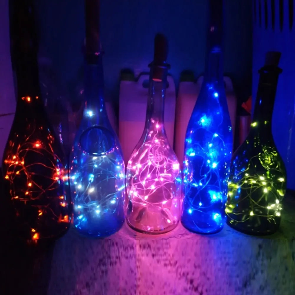 Solar Powered 10LED 20LED Wine Bottle Lights Cork Shape Fairy Lights Garland Christmas Light Copper Wire Home Room Decor Lamp - Jamboshop.com