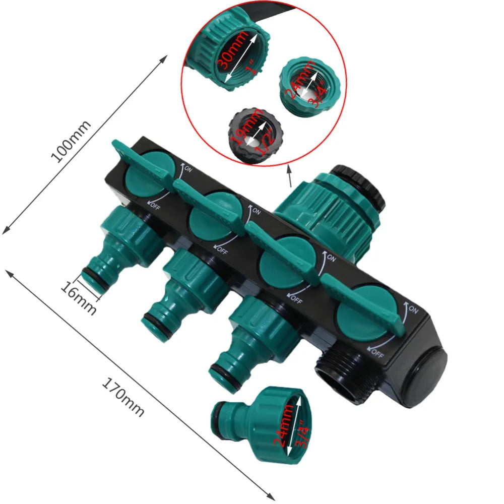 1/2"-3/4" Hose Splitters Garden Water Control Valve 4-way Splitter Agricultural tools farm Drip irrigation Faucet Adapter