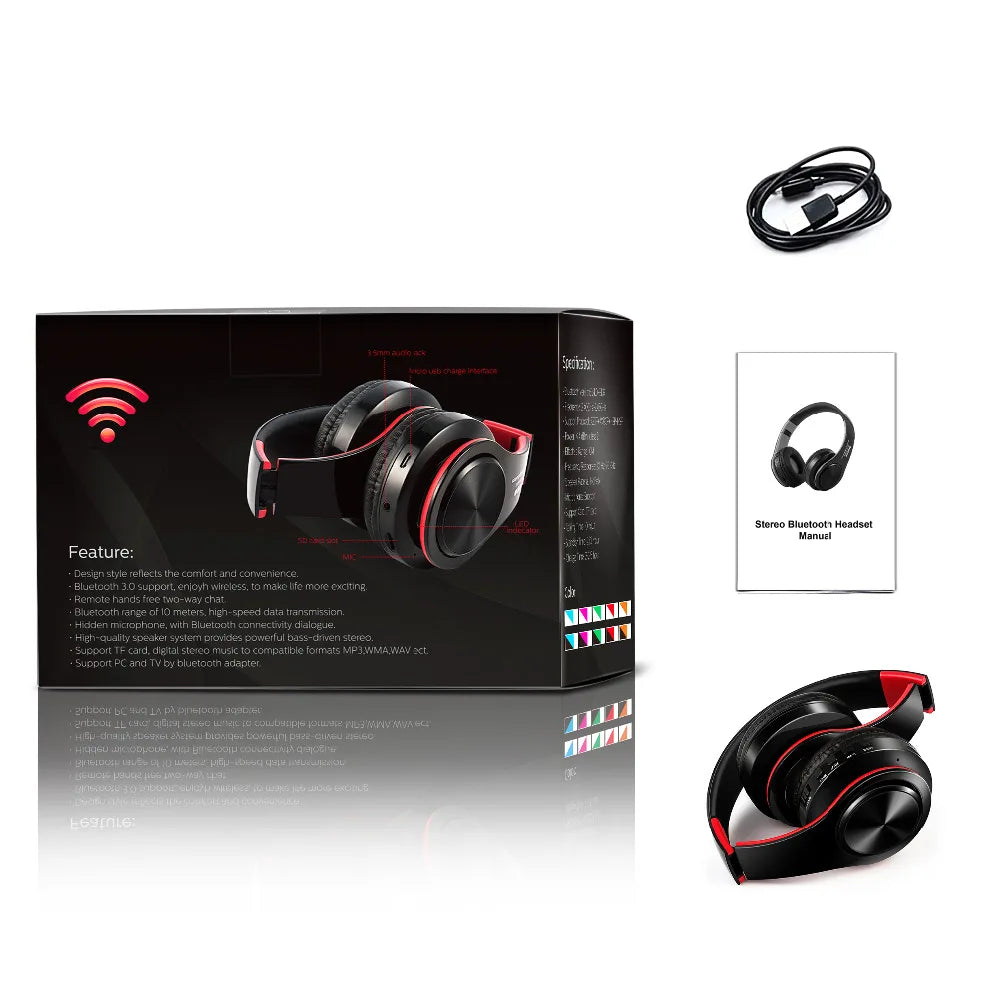 HIFI Stereo Earphones Bluetooth Headphone Music Headset FM and Support SD Card with Mic for Mobile Xiaomi Iphone Sumsamg Tablet - Jamboshop.com