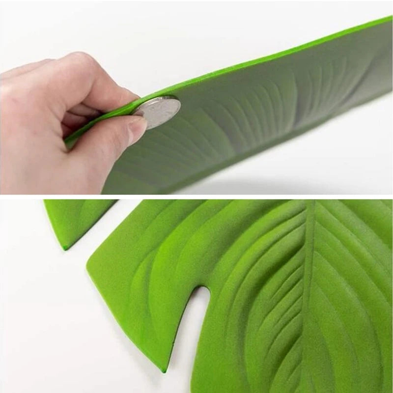 60x38cm Super Large Size Monstera Shaped Table Mat Green Leaf Placemat Dining-table Coaster EVA Eco-friendly Placemats Cup Mats