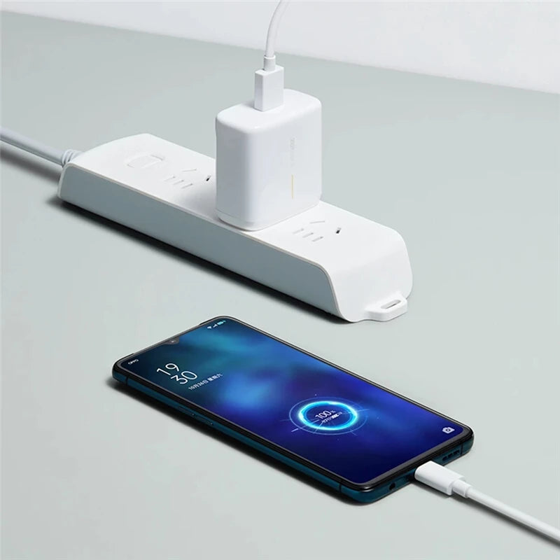 65W Supervooc 2.0 Fast Charger 1.5M Type-C Cable For OPPO Find X X2 Pro Reno 5 5G 3 4 6 Pro Ace 2 Realme 8 X50Pro RX17 Superdart