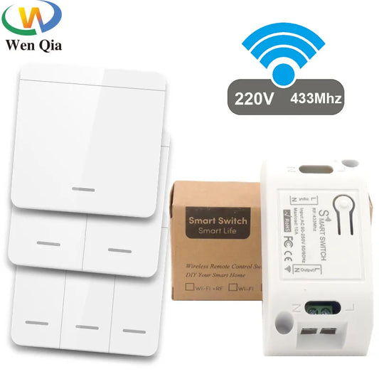 433Mhz Smart Light Switch LED Push Button Switch Universal Wireless Remote Control AC90~250V 10A 1CH Relay controller for Lamp - Jamboshop.com