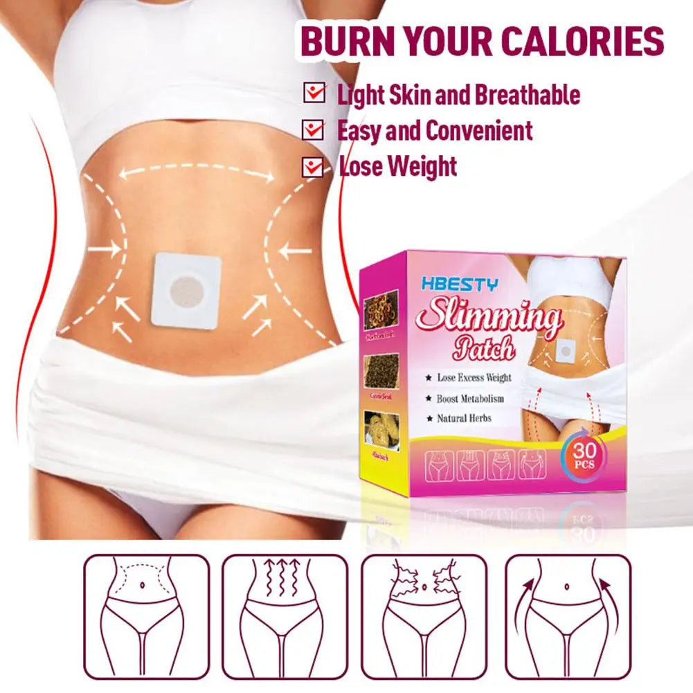 30pcs/box Slimming Patches Body Sculpting Belly Stickers Fat Burning Weight Loss Body Firming Waist Slim Navel Patch Weight Loss