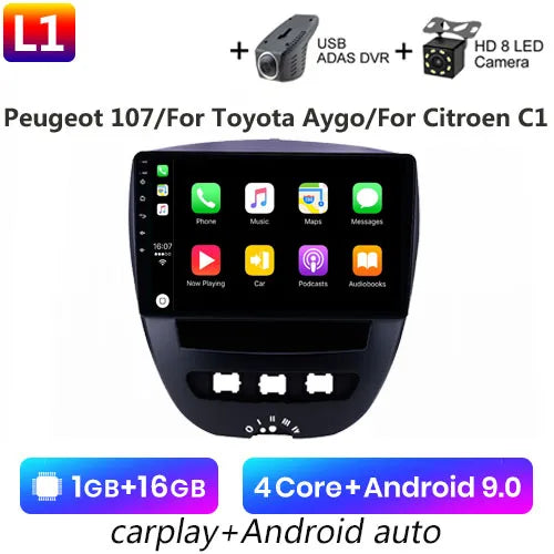 Android 10 2 Din Car Multimedia Player For Peugeot 107 Toyota Aygo Citroen C1 2005-2014 Head Unit Stereo GPS Navigation BT WIFI - Jamboshop.com