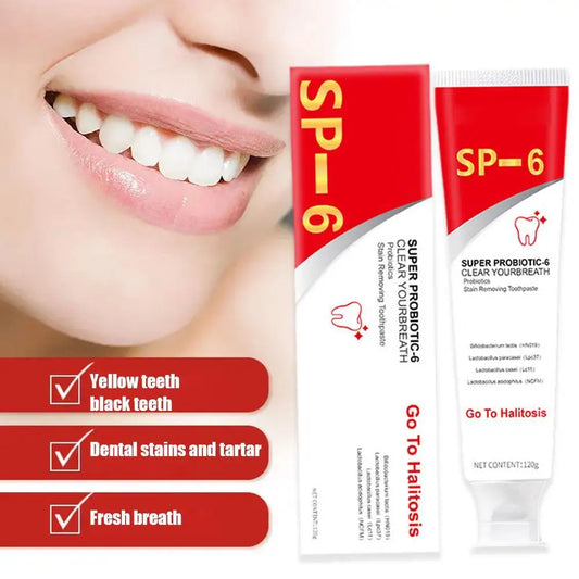 SP 6 Probiotic Brightening Toothpaste Oral Care Of Refreshing Breath With Toothpaste And Probiotics Teeth Whitening 120g