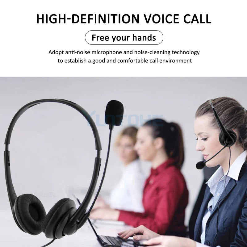 10pcs USB Noise Cancelling Microphone Headset Call Centre Office Headphones USB Binaural Headset Wired Traffic Schol Headset