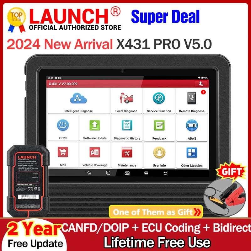 Launch X431 PRO V5.0 Automotive Diagnostic tools Full System ECU Coding Active test 37+ Service FCA CANFD DOIP OBD2 scanner - Jamboshop.com