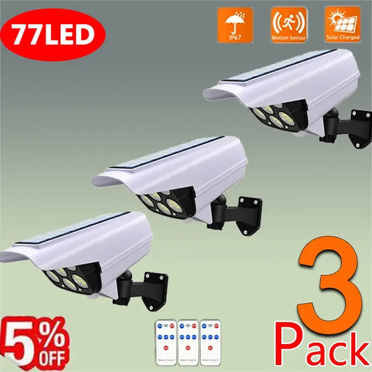 77LED Solar Motion Sensor Security Light Outdoor Dummy Camera Wireless Flood Light Waterproof Lamp For Home Garden,1/2/3PCS - Jamboshop.com