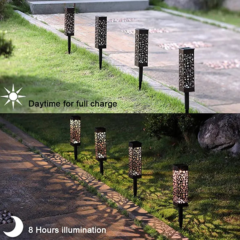 Outdoor Hollow Lawn Lamp Battery Sunlight Street Lantern Outside Lights for Garden Home Courtyard Yard Decor Solar Led Light - Jamboshop.com