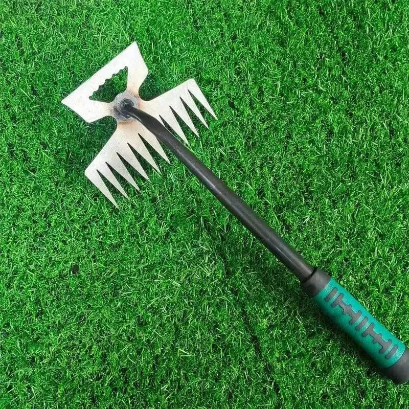 2In1 Garden Rake Manual Weed Grass Rooting Tool Puller Shovel Gardening Loose Soil Harrow Leaves Collect Agricultural Farm Tools