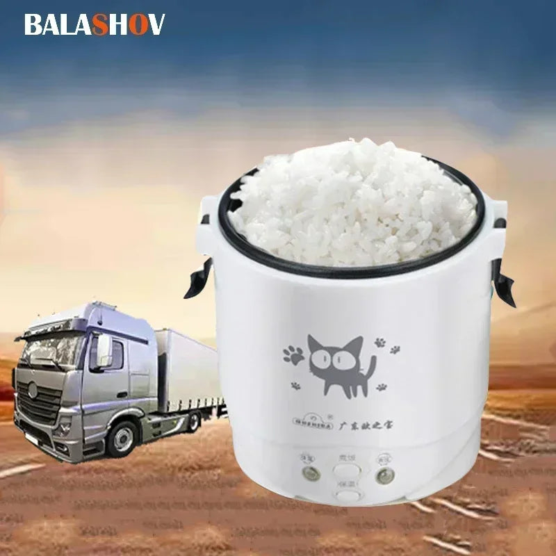 Car Mini Rice Cooker 12v 24V 220V Car Multicooker Self-driving Soup Porridge Portable Truck Smart Steamer Ramen for 1-2 People - Jamboshop.com