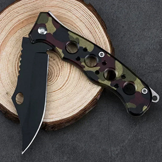 Portable multifunctional stainless steel outdoor knife, wilderness survival self-defense, sharp folding knife