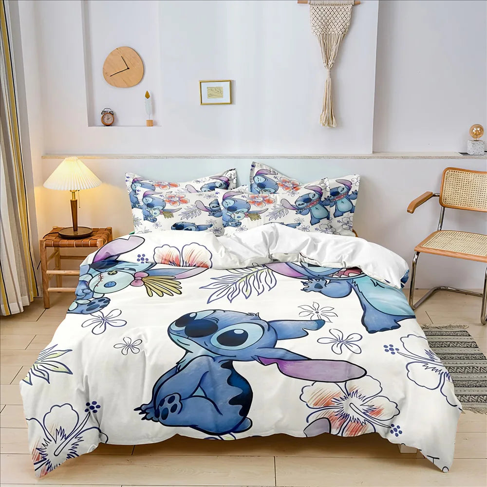 Anime Stitch Bedding Set 3D Cartoon Printed Quilt Duvet Cover Set Pillowcase Kids Beddroom Comfortable Home Decor - Jamboshop.com