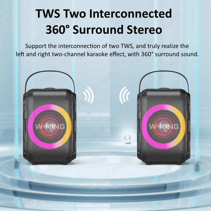 W-KING T9S Fashion Cool Portable Outdoor Music Equipment With Mic Wireless Bluetooth Speaker Party Karaoke Car Audio Sub Woofers