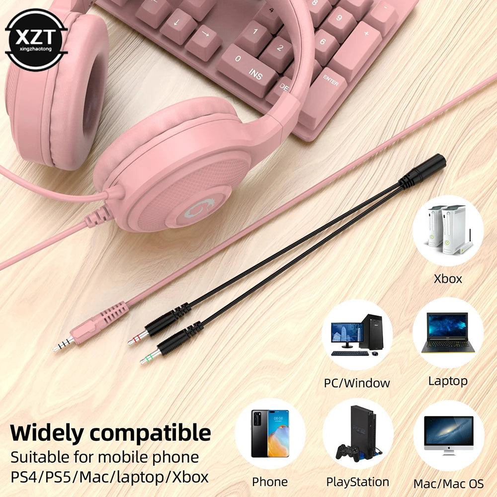 New Wired Headphones with Microphone for PC/PS4/Xbox/Laptop Gaming Headset Gamer 3.5mm On-Ear Call Centre/Traffic/Office Headset