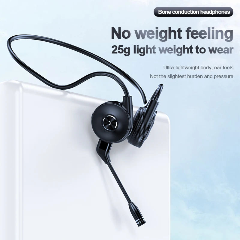 Bone Conduction Wireless Bluetooth Headset Painless Wear HD Call Protection Hearing Sports Business Sweat and Rain Prevention