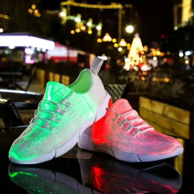 Spring Boy Luminous Glowing Sneakers Men Women Girl Kids LED Light Shoes Children Flashing Adults USB Recharge Fiber Optic Shoes - Jamboshop.com