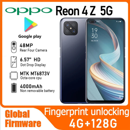 OPPO Reno4 Z 5G smartphone Global firmware 120Hz refresh rate 4GB+128GB 6.57 "battery 4000mAh main camera 48MP+16MP