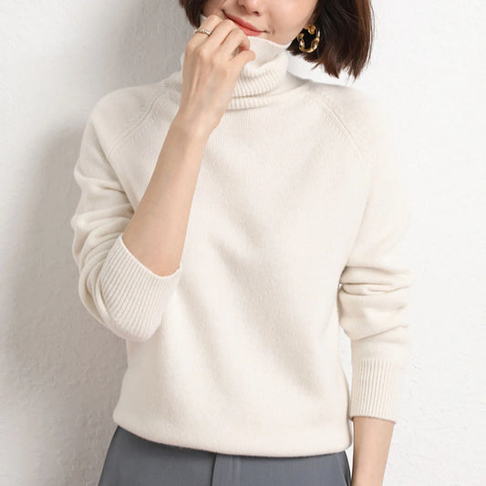 Women Turtle Neck Knitwear Female Stretchy Warm Soft Sweater for Autumn Winter Daily Wearing