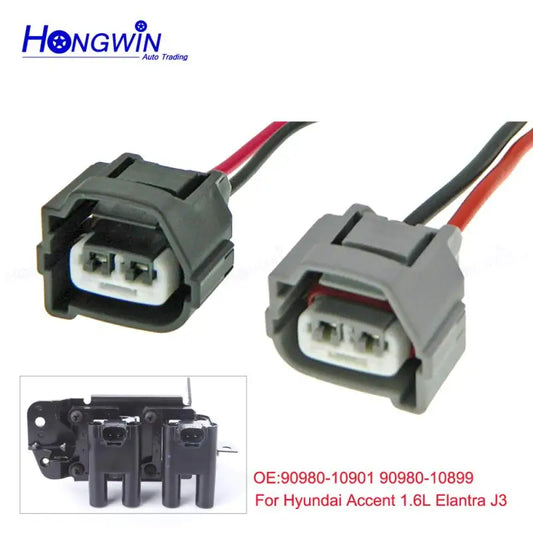2 Pin Ignition Coil Connector Plug with Cable Wire Harness For Hyundai Accent 1.6L Elantra J3 Toyota Kia 90980-10901 90980-10899 - Jamboshop.com