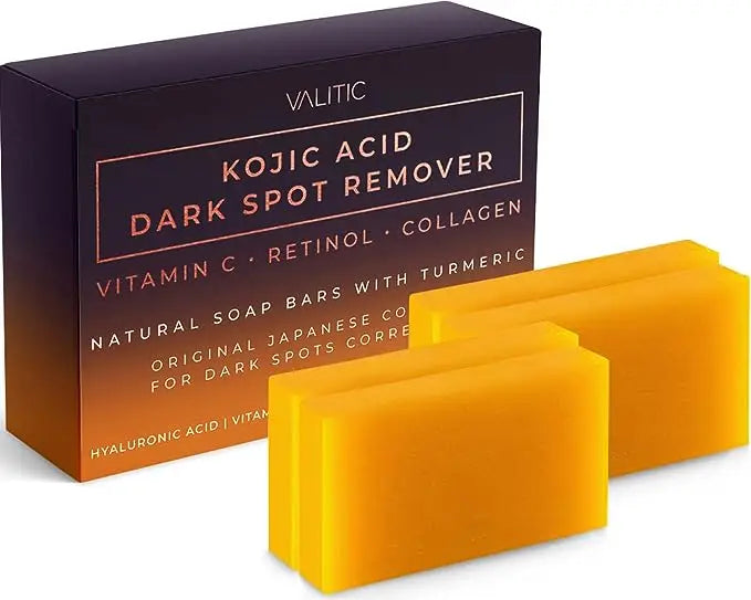 Kojic Acid Dark Spot Remover Soap Bars with Vitamin C, Retinol, Collagen, Turmeric  Original Japanese Complex Infused Hyaluronic