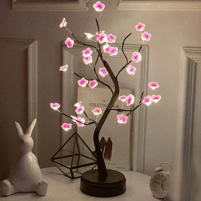 LED Rose Leaf Table Lamp USB Christmas Tree Fairy Light Night Lights Home DIY Party Wedding Bedroom Decoration Mother's Day Gift - Jamboshop.com