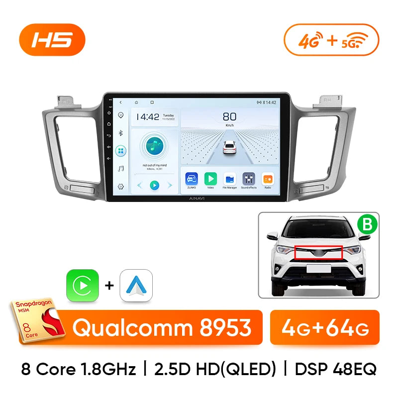 Ainavi Car radio For Toyota RAV4 RAV 4 XA40 2012-2019 Carplay Android Auto Qualcomm Car Stereo Multimedia Player DSP 48EQ 2 Din - Jamboshop.com