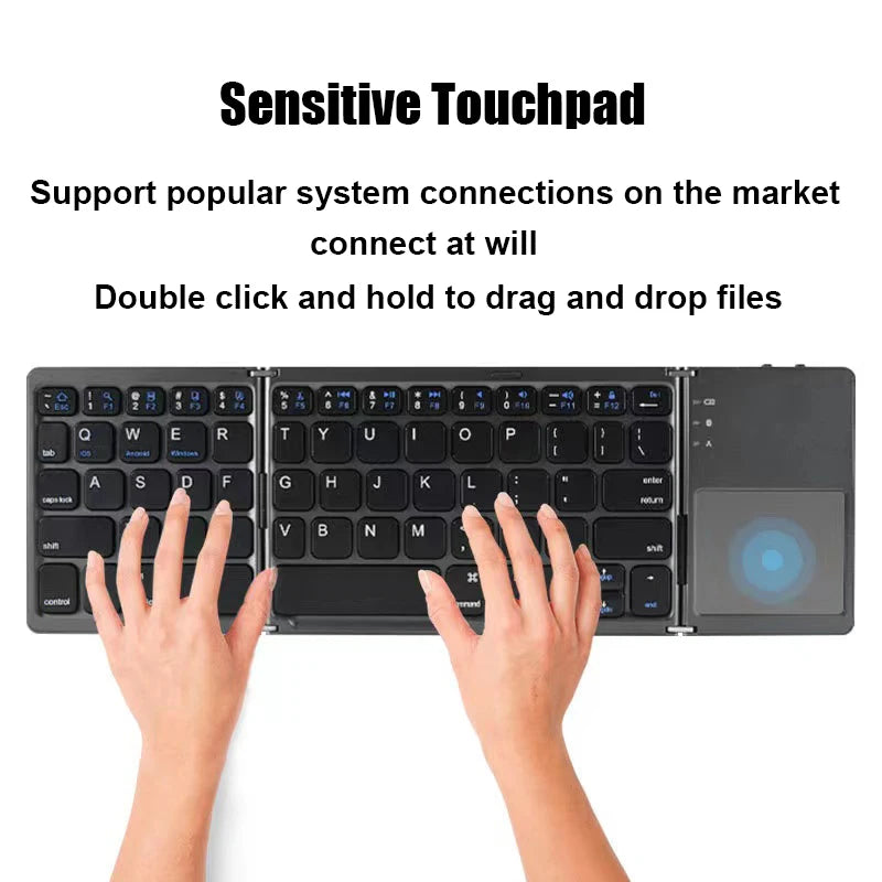 Wireless Folding Keyboard Bluetooth Keyboard With Touchpad For Windows, Android, IOS,Phone,Multi-Function Button Mini Keyboard - Jamboshop.com