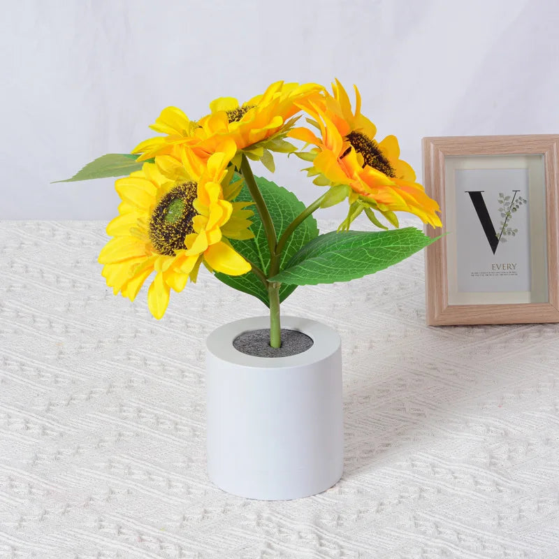 Rechargeable Sunflower Led Simulation Night Light Table Lamp Simulation Flowers Decorative Desk Lamp For Resturaunt Hotel Weddin - Jamboshop.com