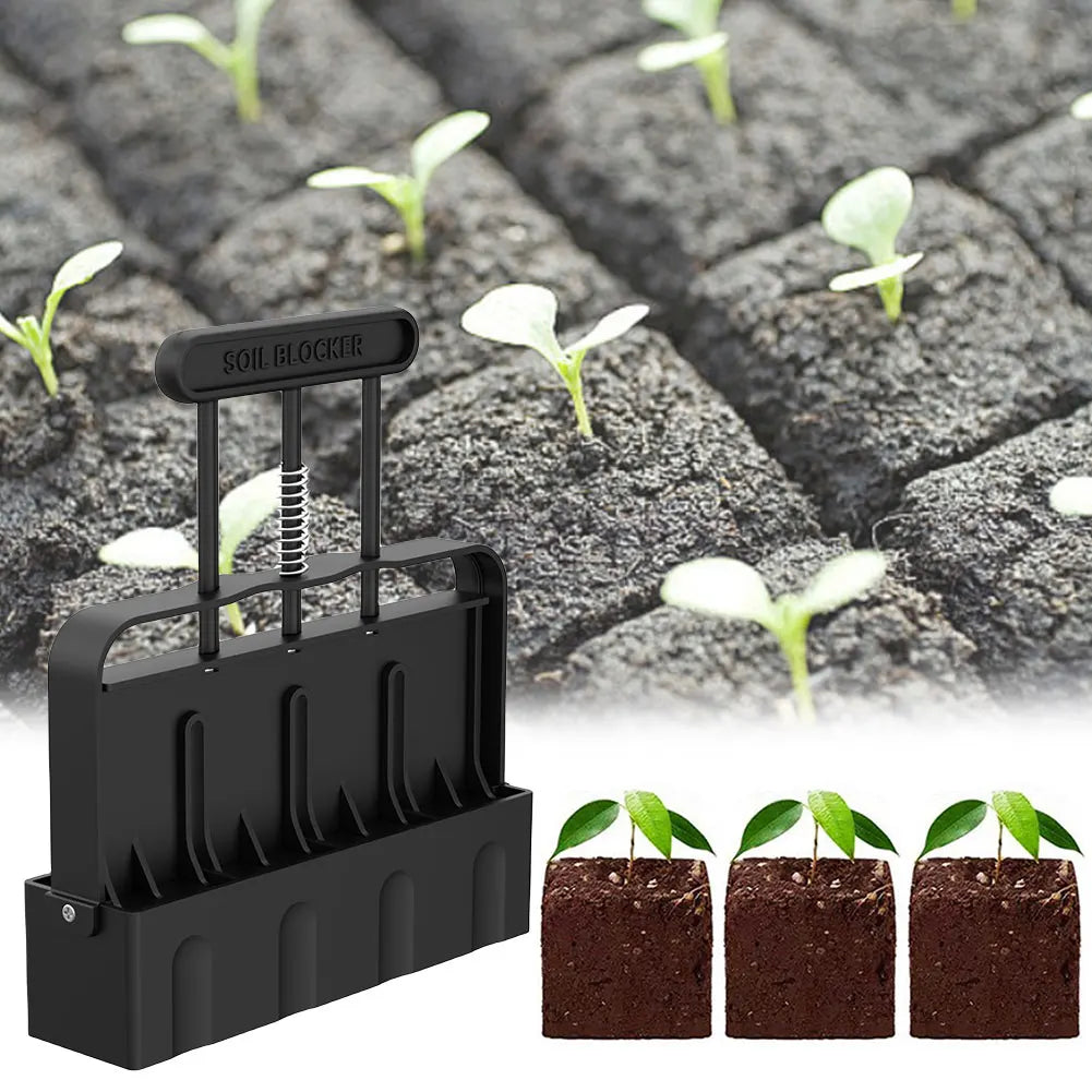 4 Cell Soil Block Making Tool with Anti Slip Handle Manual Soil Block Maker Soil Cube Maker Ergonomic for Home Garden Lawn Farm