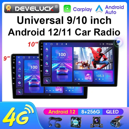 Universal 9/10.1 Inch 2 Din Android 12 Car Radio Multimedia Video Player Navigation GPS 4G Stereo For Nissan Kia Honda Toyota VW - Jamboshop.com