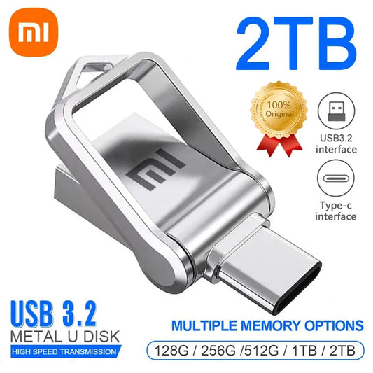 Xiaomi USB 3.2 2TB Flash Drive High Speed USB 1TB 512GB Type-C Interface Dual-Use Flash Memory Stick For Mobile Phone Computer - Jamboshop.com