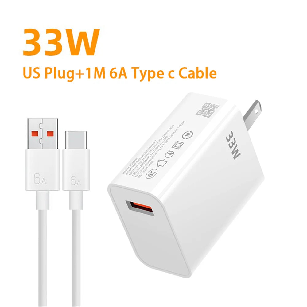 33W USB Charger Fast Charging EU/US Plug Mobile Phone Adapter For Xiaomi Redmi Note 13 12 11 iPhone Samsung Quick Charge Charger - Jamboshop.com