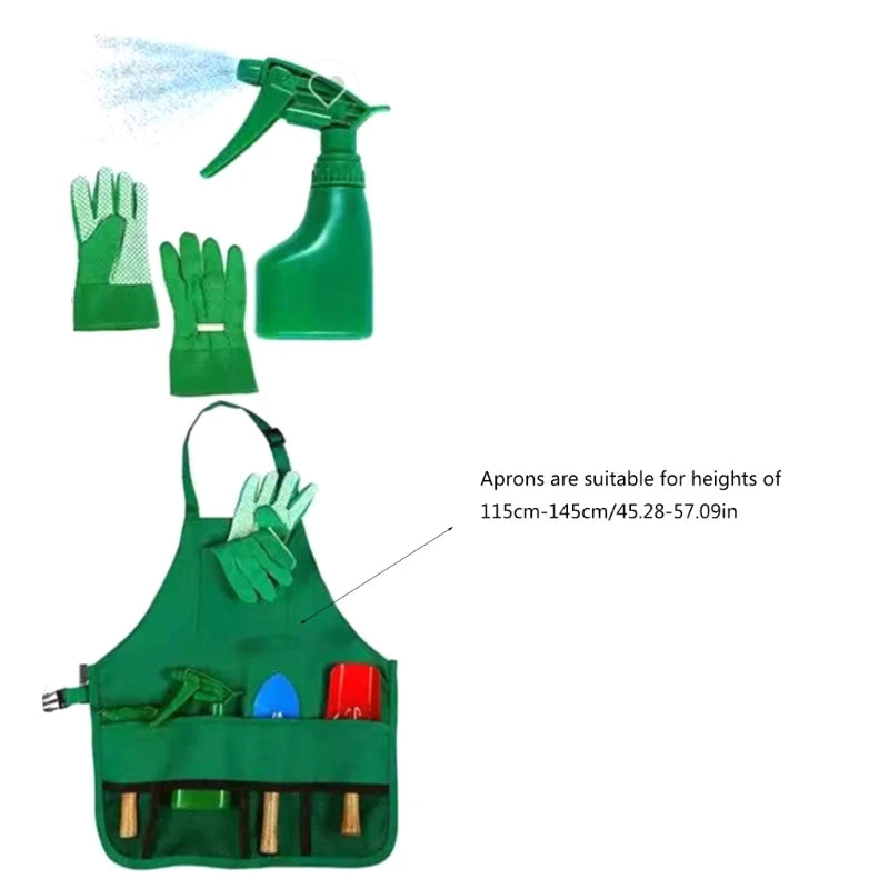 Role Play Farm Tool Set for Toddlers with Garden Apron Hat Gardening Toy