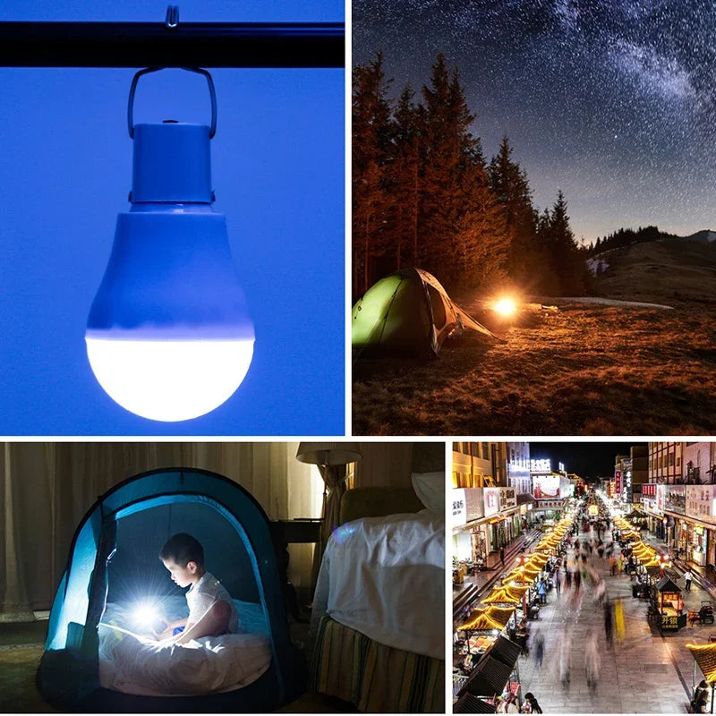 LED Solar Lights Bulbs Portable Rechargeable Hang Camping Lamp Hook Tent Light Home Repair Outdoor Emergency Flashlight - Jamboshop.com