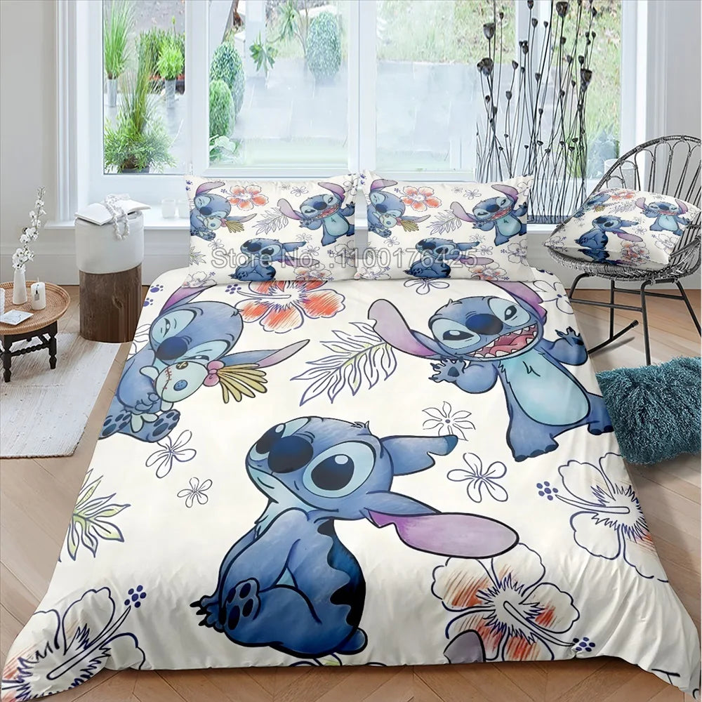 Anime Stitch Bedding Set 3D Cartoon Printed Quilt Duvet Cover Set Pillowcase Kids Beddroom Comfortable Home Decor - Jamboshop.com