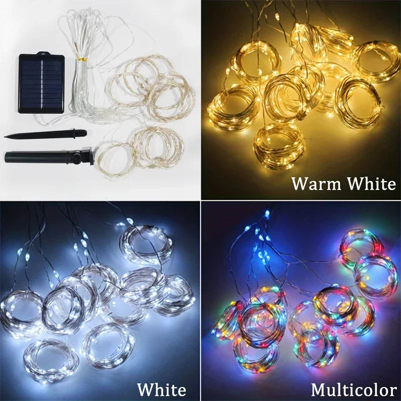 1pc Christmas 8 Lighting Modes Solar Curtain Lights,for Camping Party,Wedding,Home,Patio Gazebo Wall Outdoor Garden Decorations - Jamboshop.com