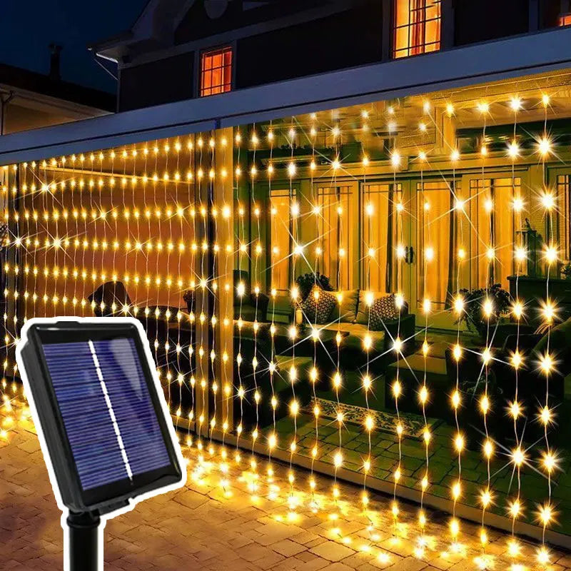 Solar Curtain String Fairy Lights Solar Powered 8 Modes for Home Garden Patio Porch Backyard Wedding Party Christmas Decoration - Jamboshop.com