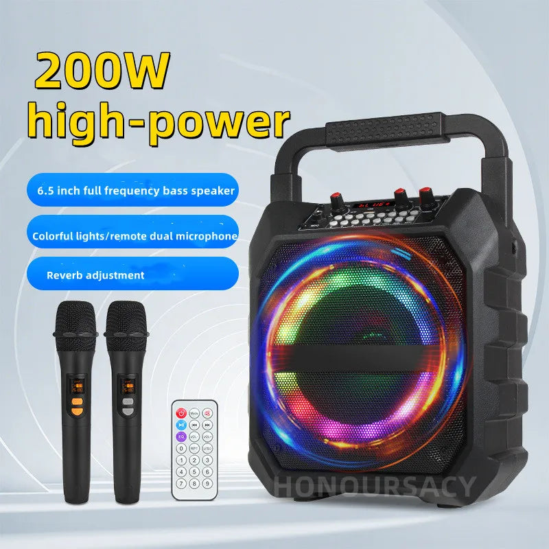 200W High Power Karaoke Players Portable Wireless Bluetooth Speakers Home Theatre Audio System Outdoor Sound Box with FM MIC