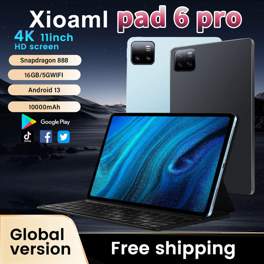 2024 Original Global Version Pad 6 Pro Tablet PC Snapdragon 888 10000mAh Android 13 RAM 16GB ROM 1TB 5G HD 4K Screen WIFI Mi Tab