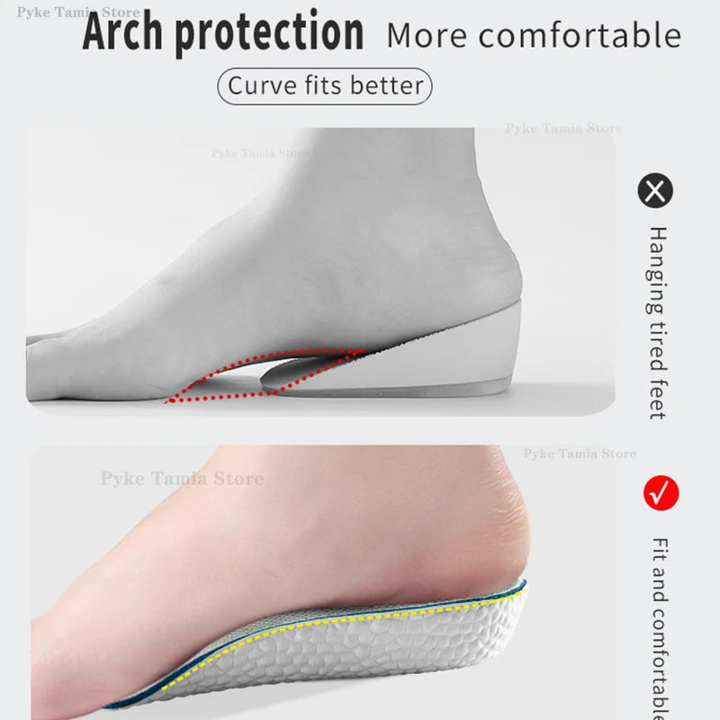 Height Increase Insoles Men Women Shoes Flat Feet Arch Support Orthopedic Insoles Sneakers Heel Lift Memory Foam Soft Shoe Pads