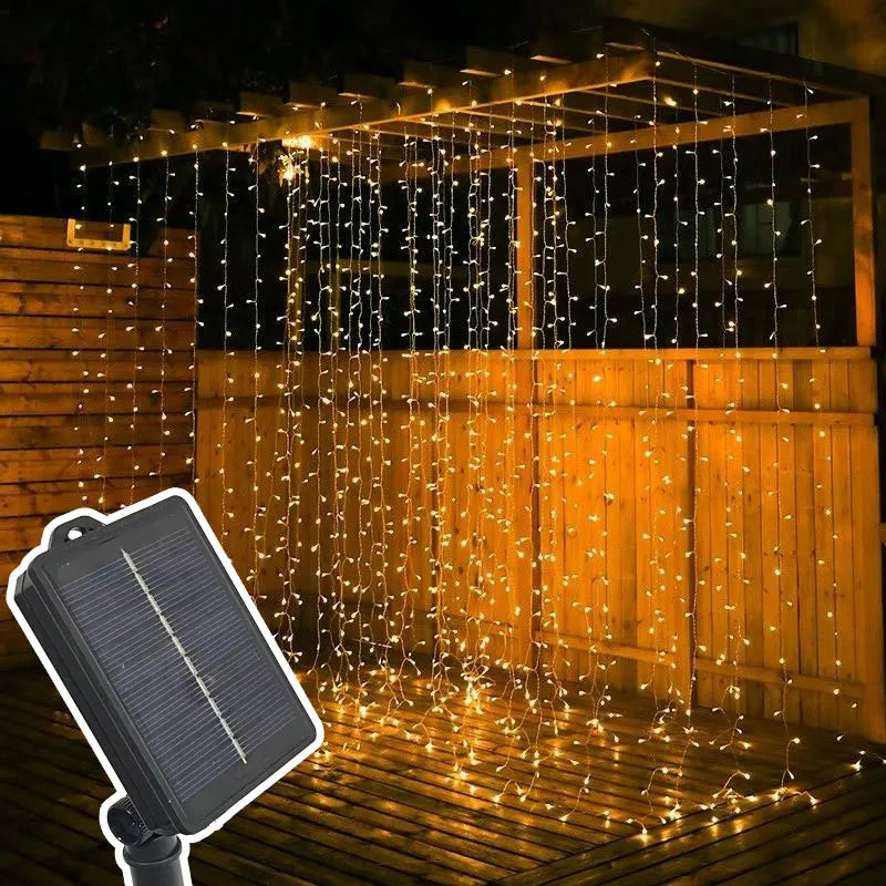 Solar Curtain String Fairy Lights Solar Powered 8 Modes for Home Garden Patio Porch Backyard Wedding Party Christmas Decoration - Jamboshop.com